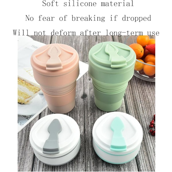 Foldbar Silikon Vannkopp Bærbar Utendørskopp Teleskopisk Kaffekopp Kreativ Vannkopp (Grønn, 350ml)