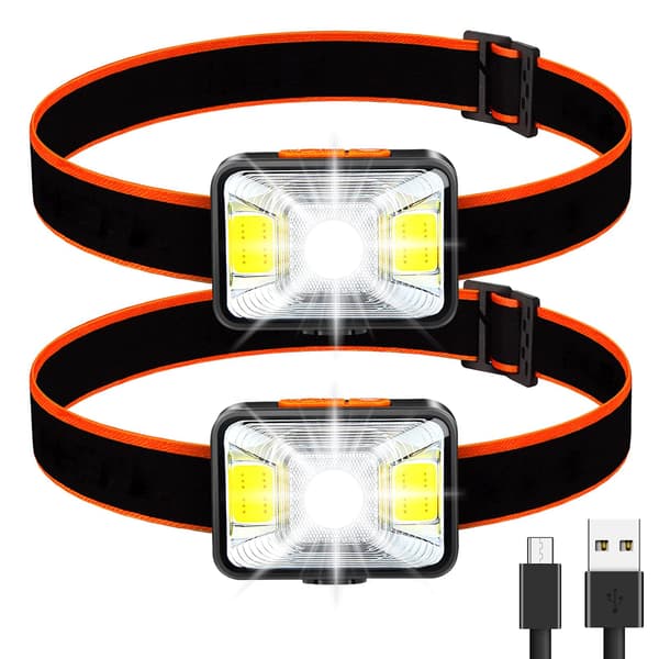 Kraftig hodelykt [2-pakning], USB-ladbare LED-hodelykt