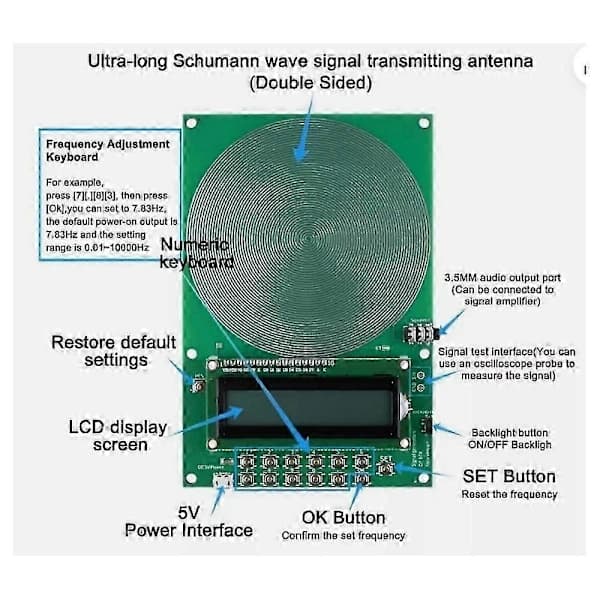Healflux Tilpasset Frekvensgenerator V2, Schumann Resonansgenerator Sort