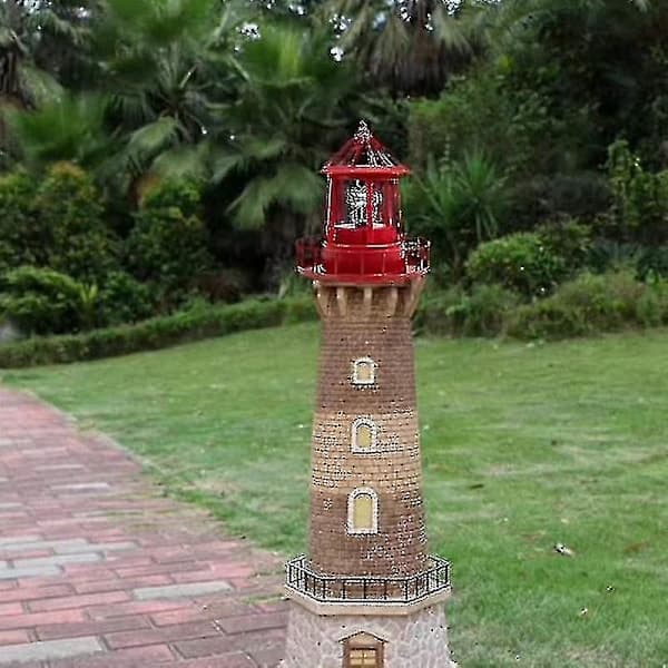 Solar Powered LED Lighthouse, 360 Degree Rotating Garden Lamp