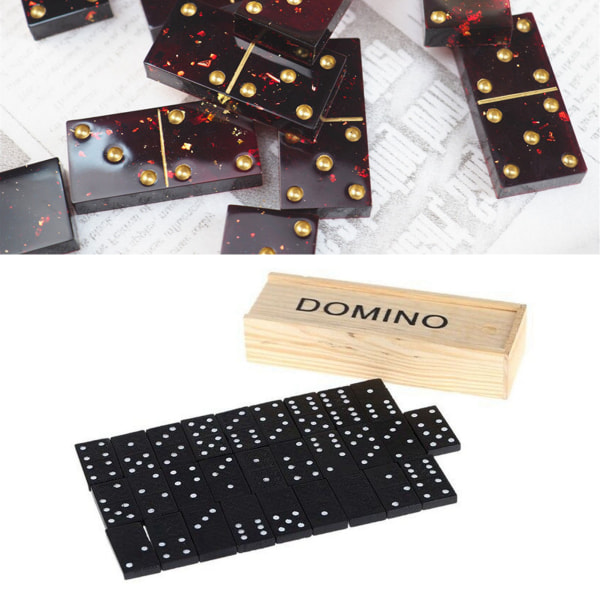 28 stykker sort dominosæt Finpolering af træ Domino Game Travel Domino til Camping Domino