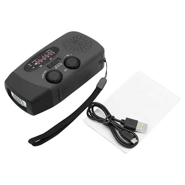 Vejrradio med solcelleoplader og nødfilt / Nødradio og powerbank Sort Vejrradio Kun Bl Bl Black 2-Pack Vevradio