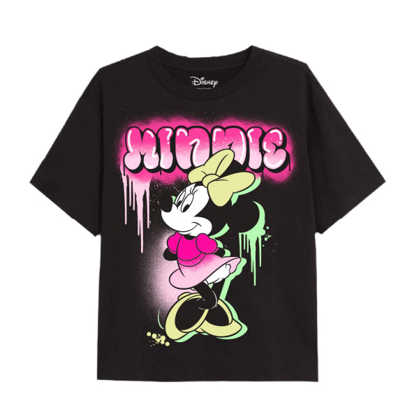 Disney Girls Minnie Mouse Graffiti Drips T-skjorte 9-10 år Bla Svart 9-10 år