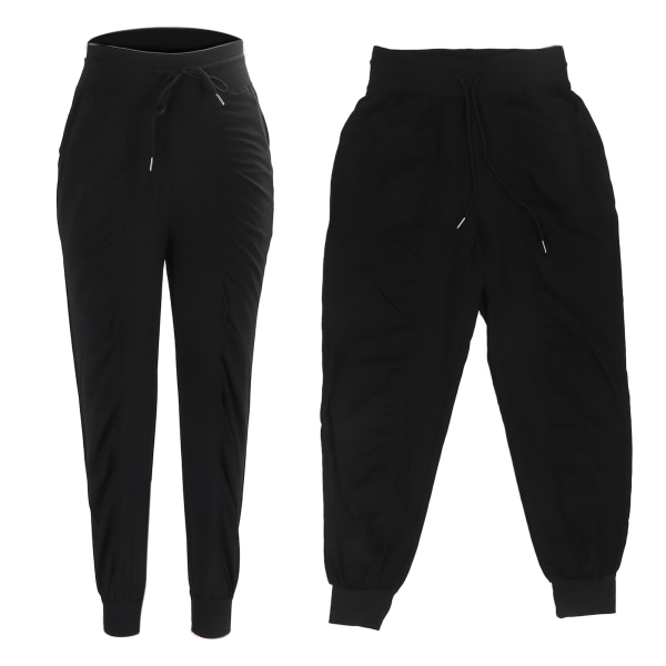 Snøre Casual joggingbukser Dame Polyester Fitness Løse Elegante joggers til sportsløb Sort L