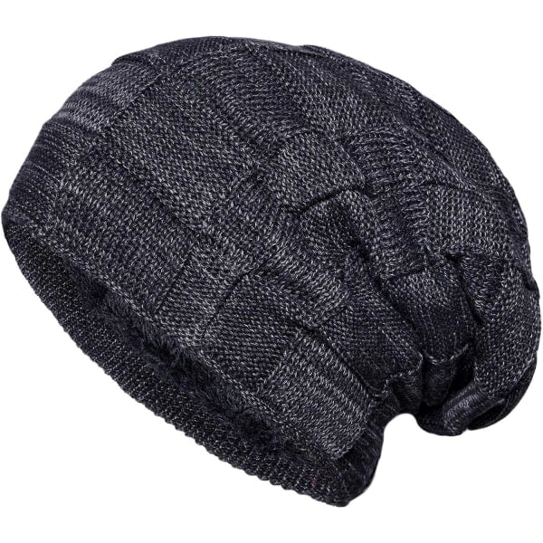 Stickad mössa för män Chalier Winter Beanie Varm mössa med svart