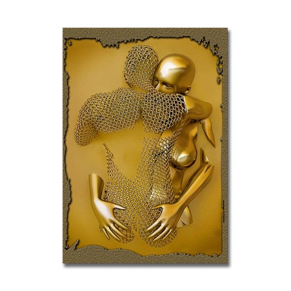 3D Visual Guld Sølv Væghængt Kunstbilleder Metal Moderne Skandinavisk Personligiseret Lærred Indvendig Maleri Tryk Hjemmeindretning Black 30x45cm