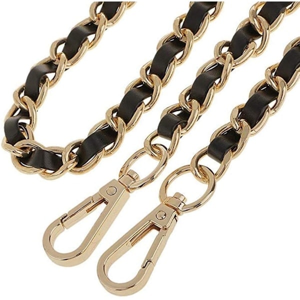 Paris_120 cm justerbar læder skulderrem med metal drejekroge til skuldertaske, dokumentmappe, håndtaske, 8 mm bred kæde guld
