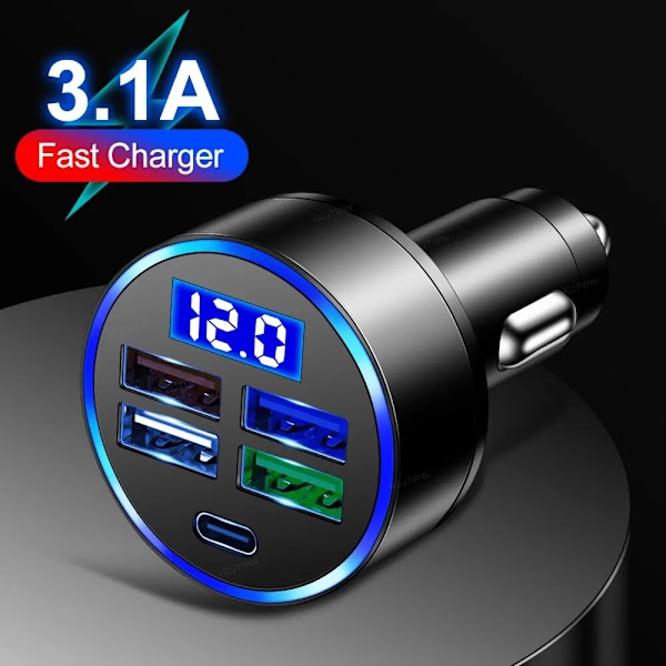 QC3.0 USB-billader Hurtig lading Type C USB-telefonadapter i bil for iPhone 13 Pro Xiaomi Huawei Samsung Hurtiglader