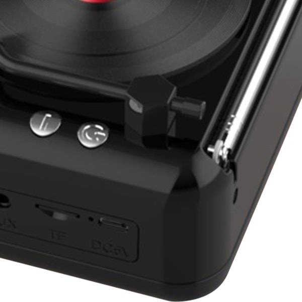 Vinylskiva Bluetooth högtalare Innovativ Mini FM-radio HiFi Stereoljud Retro Fonograf Trådlös högtalare Svart