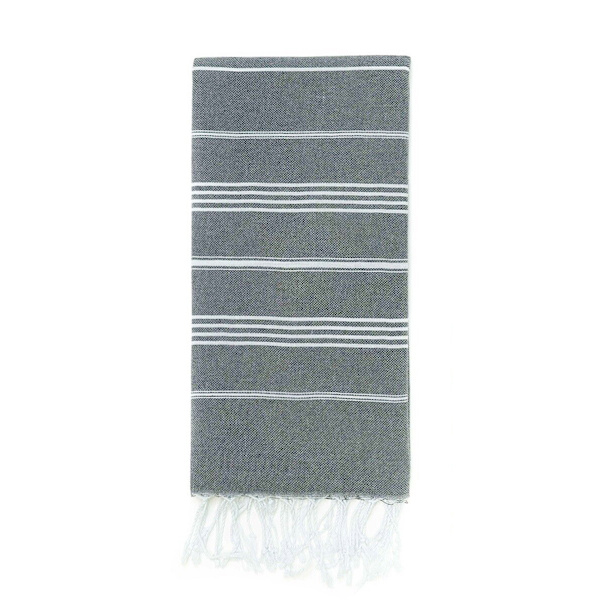 Raidallinen kylpyhuoneen pyyhe Dark grey Mörkgrå