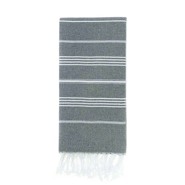 Stribede badehåndklæder Dark grey Mörkgrå