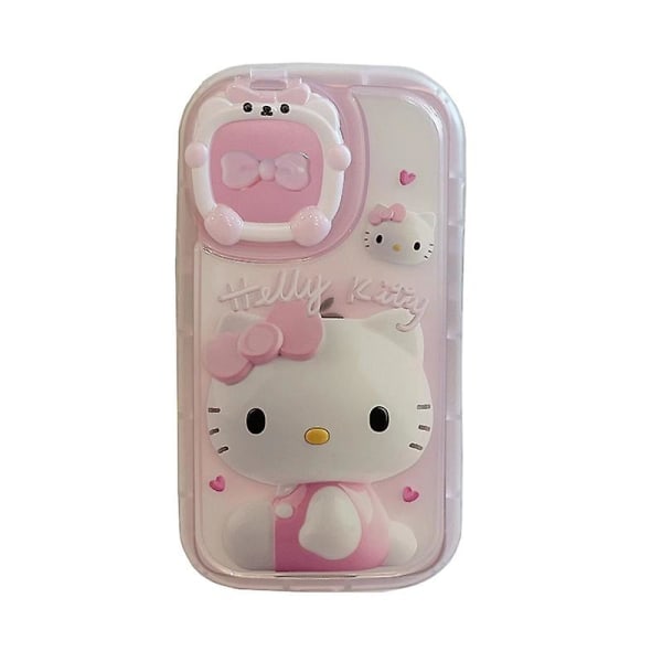 Sanrios Kawaii 3D Hello Kitty iPhone 12 11 Pro Max Søt Tegneserie Telefonveske iPhone 13 Telefonveske Sminkspeil Bursdagsgave XsMax