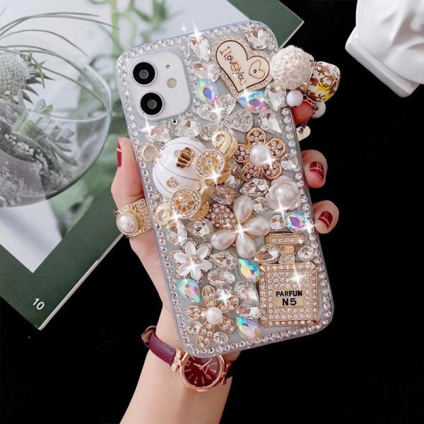 iPhone 14 Pro max Bling case, Flickor Kvinnor 8D Lyx Sparkle Glitter Diamant Kristall Strasspumpa Case
