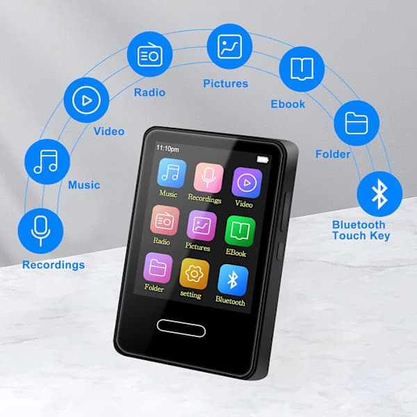 MP3 Player with Bluetooth: 16GB Portable Touchscreen MP3 Player Lossless Sound Quality