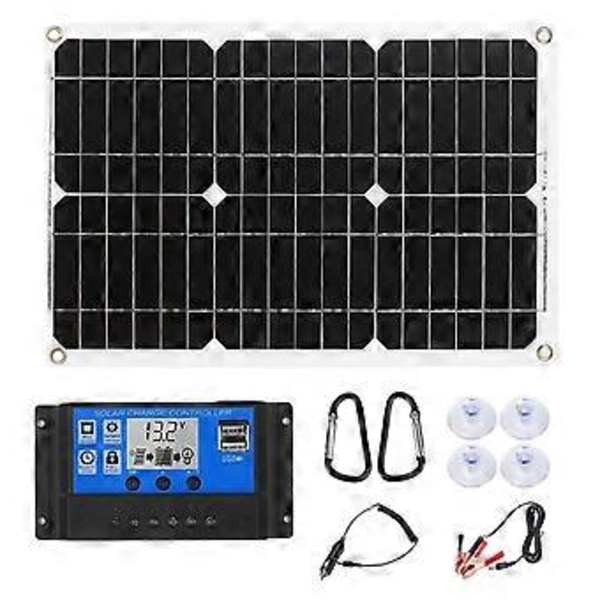 180W Portabelt solpanelkit 12V batteriladdare med 100A LCD-kontroller Dubbel USB-port för mobiltelefon husvagn skåpbil