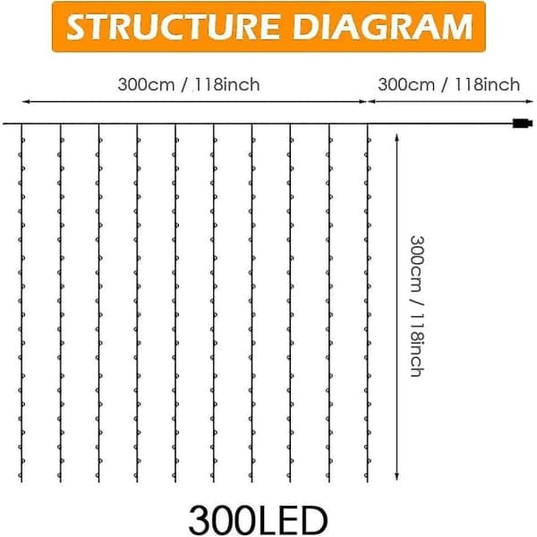 3 m LED-valosarja, 8 valaistustilaa, USB-virta, koriste（PA）