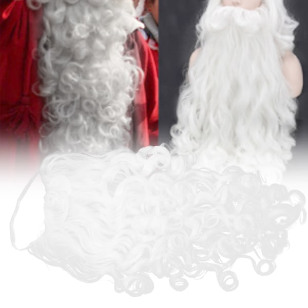 Joulupukin peruukkiparta Valkoinen kiharapartuukki joulujuhliin Cosplay Prop 80cm