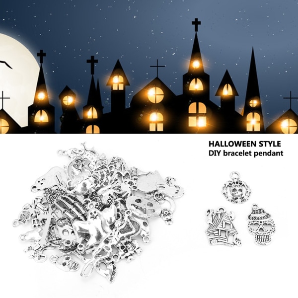 50 stk Halloween stil antik sølv DIY armbånd halskæde vedhæng smykkefremstillingstilbehør