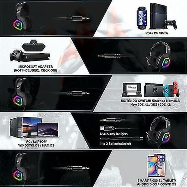 Onikuma K10 Langalliset Peli Kuulokkeet PC / PS4 / Xbox Musta.pa