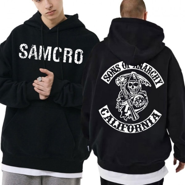 Sons Of Anarchy Samcro Hoodie Dobbeltsidet print Hoodie Shirt Top Sort 3XL Black 3XL