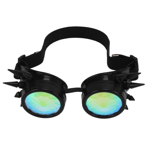 Steampunk Goggles Retro PC ABS elastisella nauhalla Kaleidoscope Rave lasit Party Blackille