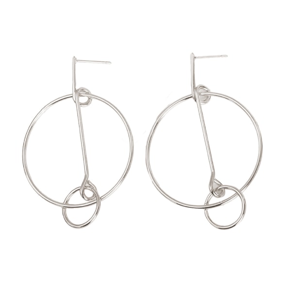 Udsøgte kvinder mode legering geometri cirkel øreringe smykker gave (sølv)
