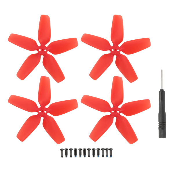 4 kpl drone muoviset kevyet, korkean vakauden kirkkaat värit Avata-potkureille punaisella ruuvitaltalla