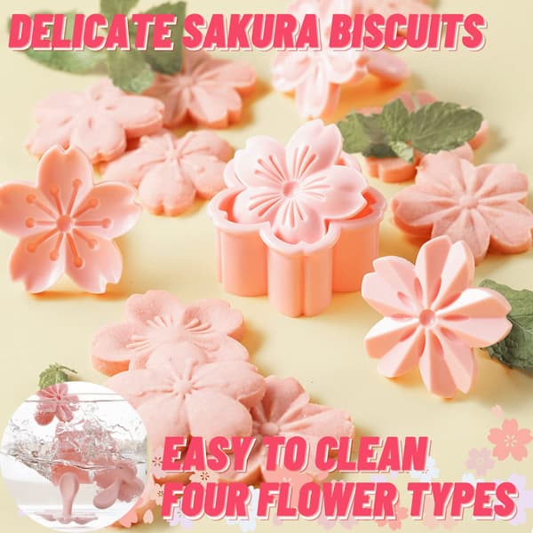 Kageforme 5 stk Sakura Blomster Kageforme Biscuit Bageforme til Sukkerpasta, Slik, Kagedekoration