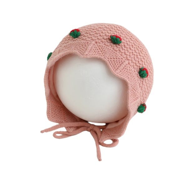 Sød smart stickad baby med justerbar slips Bekväma og trendige hovedbonader Perfekt for småbarn i alla cap present Pink