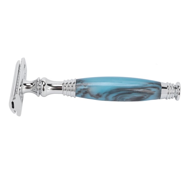 Double Edge Razor Professional Manual Sink Alloy Safety Razor Blades Clean Shaving Razor for Men Blue