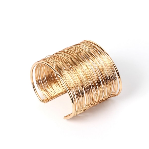 Moderigtigt retro-simpelt flerlags armbånd metaltrådsarmbånd håndledsdekoration (guld)