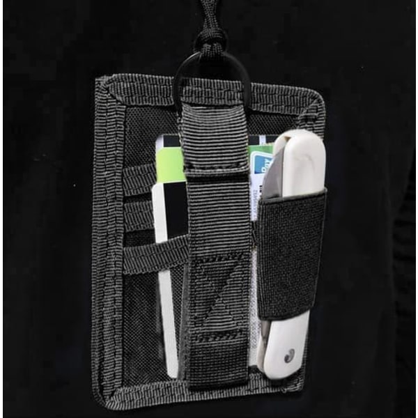 Travel Wallet with Window | Wallet and ID Card Holder with Neck Strap Black—pa