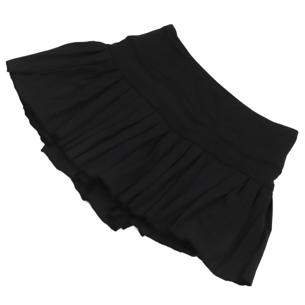 Tennis plisséskjørt Pustende innershorts Fasjonable svarte sportsskjørt for kvinner med lommer for løpeyoga XXL
