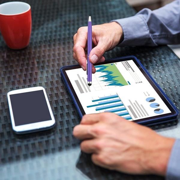 Stylus-penne til berøringsskærme, tablet med sort blæk Kuglepen 2 i 1, kompatibel med iPad Pro Air mini iPhone Android Samsung, 10 farver—PA