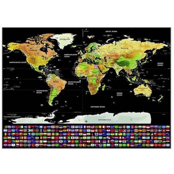World Map - Scratch Off Map with Flags 23443