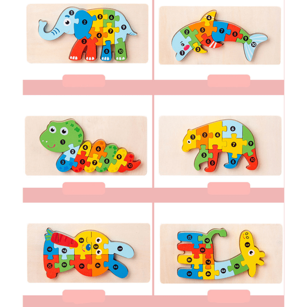 Træ matchende 3D-puslespil Uddannelsesmæssigt interessant matchende puslespil Legetøj til hjemmefest Type 6