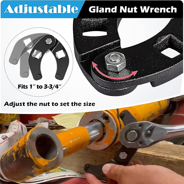 7463 Justerbar Glandmutter Nøgle Biltilbehør Hydraulisk Cylinder Reparationsværktøj