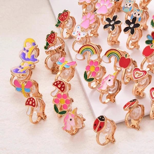 20 par piger clip-on øreringe børn søde blomster ørering prinsesse udklædning NOY