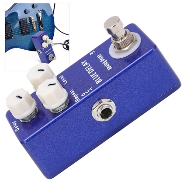 Gitar Effektpedal Mini Blå Delay Analog True Bypass Justerbart Instrumenttilbehør Del