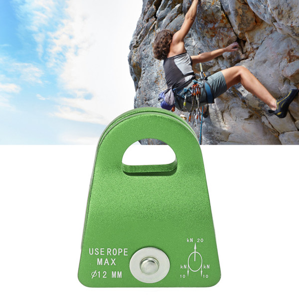 20KN klätterremskiva aluminium Mg legering Downhill sidoplatta Enkel remskiva för bergsklättring Skidåkning Green