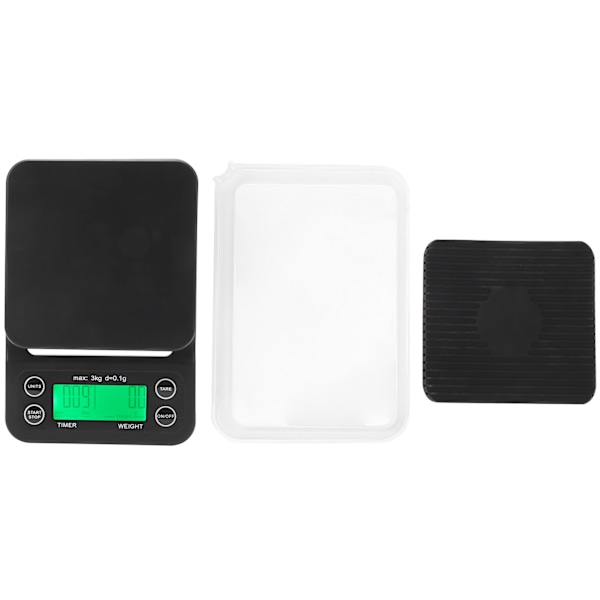 NSCF1 0,1g~3kg LCD Digital Kaffeskala Elektronisk Vågskala med Bakgrundsbelysning för Hemkök