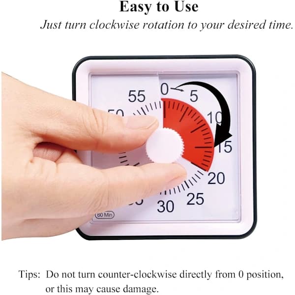 7,8 cm stille visuell timer for barn 60 minutter