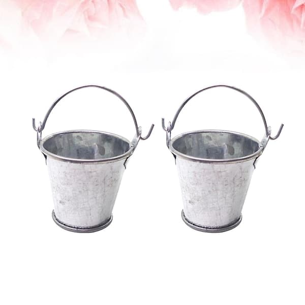 2 Mini Utendørs Lekebøtter for Barn Små Metallbøtter Kompatible med (Merke) 3.5*5.8cm