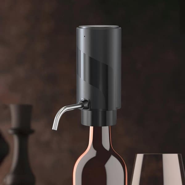 Elektrisk vinlufter og dispenser, USB genopladelig med én knap, hurtig dekantering, til vinelskere, fester og restauranter, sort