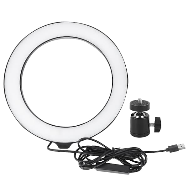 8'' LED Dimbar Ring Light Justerbart Fylllys med Kulehode for Vlog Live Video Studio