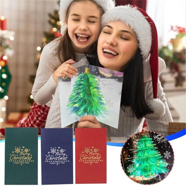 3D-julgranshälsningskort ��2st��Pop-up-kort med håndgjorda kuvert