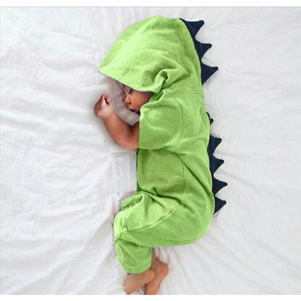 Babytøj Nye Baby Drenge Piger Tøj Baby Dinosaur Hætte Jumpsuit Outfits Efterår Vinter Børn Tøj Grøn 6Mto70