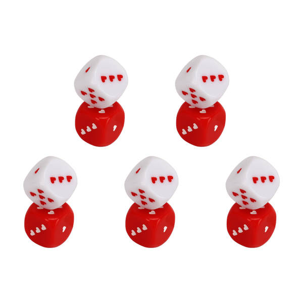 5 par röda vita hjärtatärningar Plastsäker flera spelmetoder Bärbar Fashionabla set