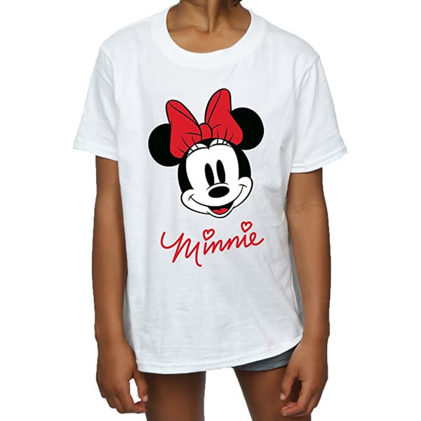 Disney Girls Minnie Mouse Face T-shirt i bomuld 7-8 år Vit White 7-8 Years