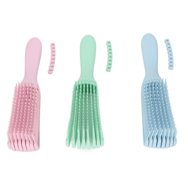 3 stk bærbart frisørbørste frisørverktøy med skliresistens gummihåndtak for langt tykt vått, tørt hår
